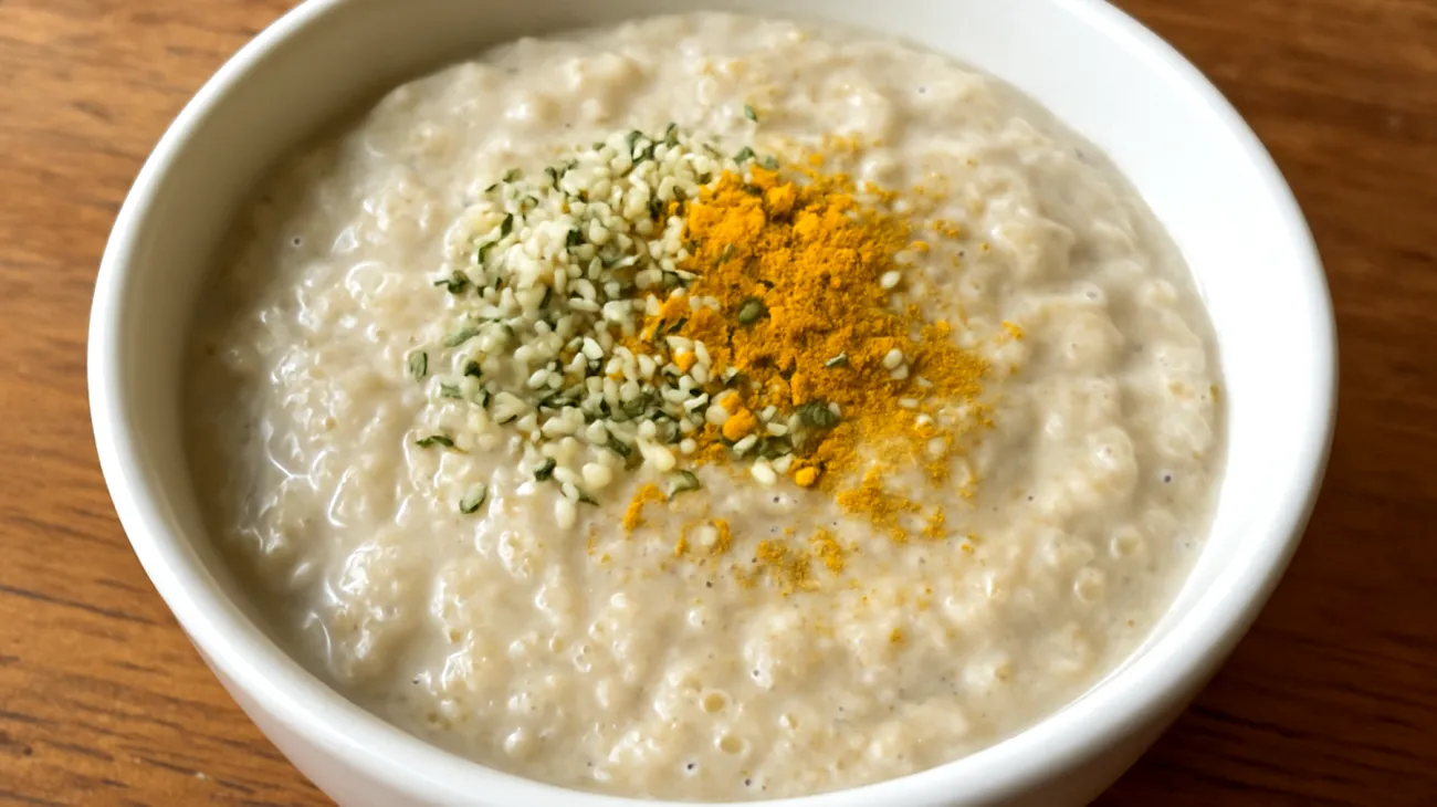 Amaranth-Quinoa-Pudding mit Hanfsamen und Kurkuma"