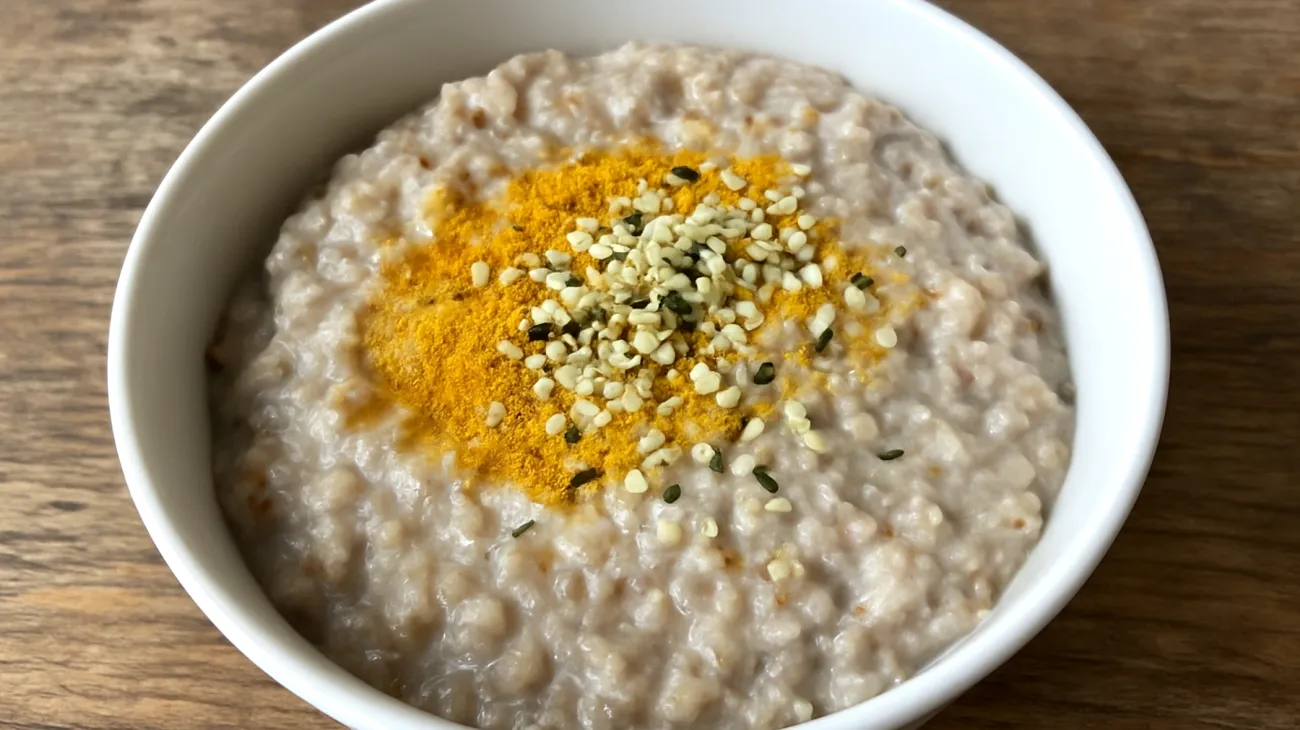 Buchweizen-Porridge mit Kurkuma und Hanfsamen"