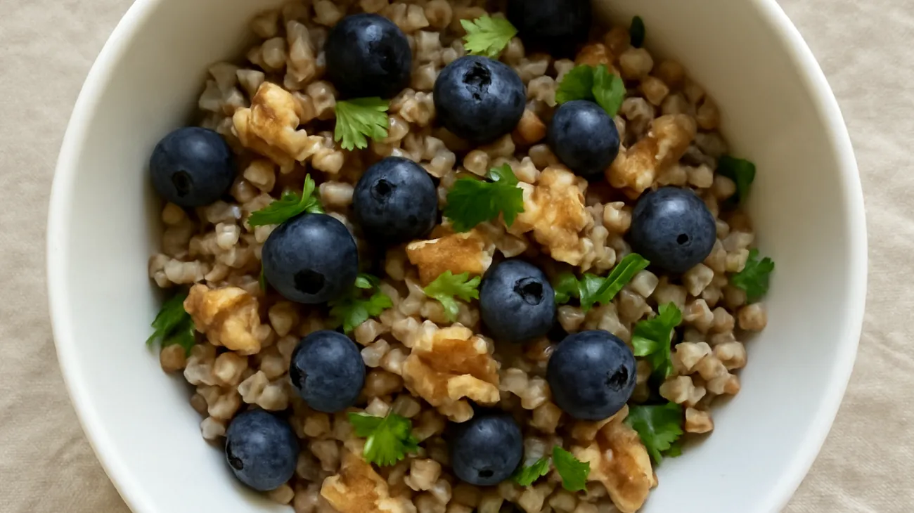 Buchweizen-Salat mit Walnüssen und Blaubeeren"
