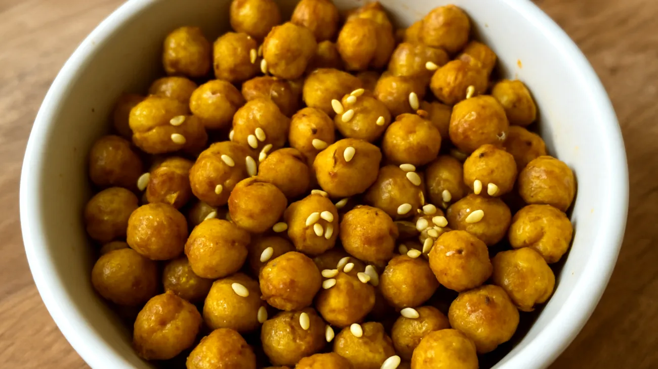 Geröstete Kichererbsen mit Kurkuma und Sesam"
