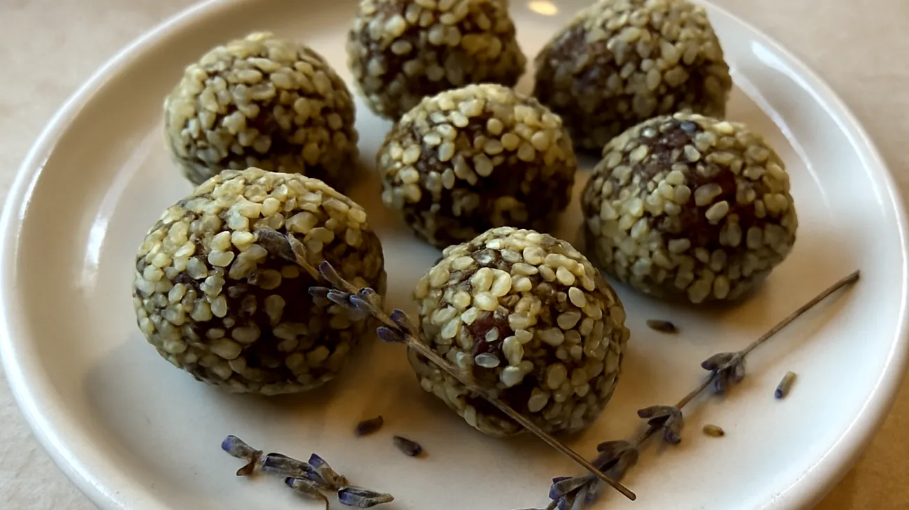 Hanfsamen-Dattel-Bällchen mit Lavendel"
