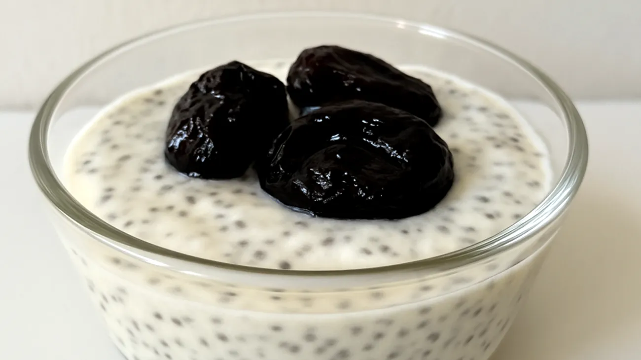 Kefir-Chia-Pudding mit fermentierten Pflaumen"