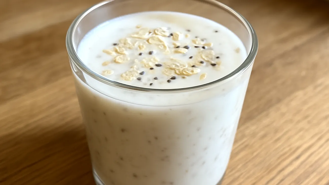 Kefir-Smoothie mit Flohsamenschalen und fermentierten Haferflocken"