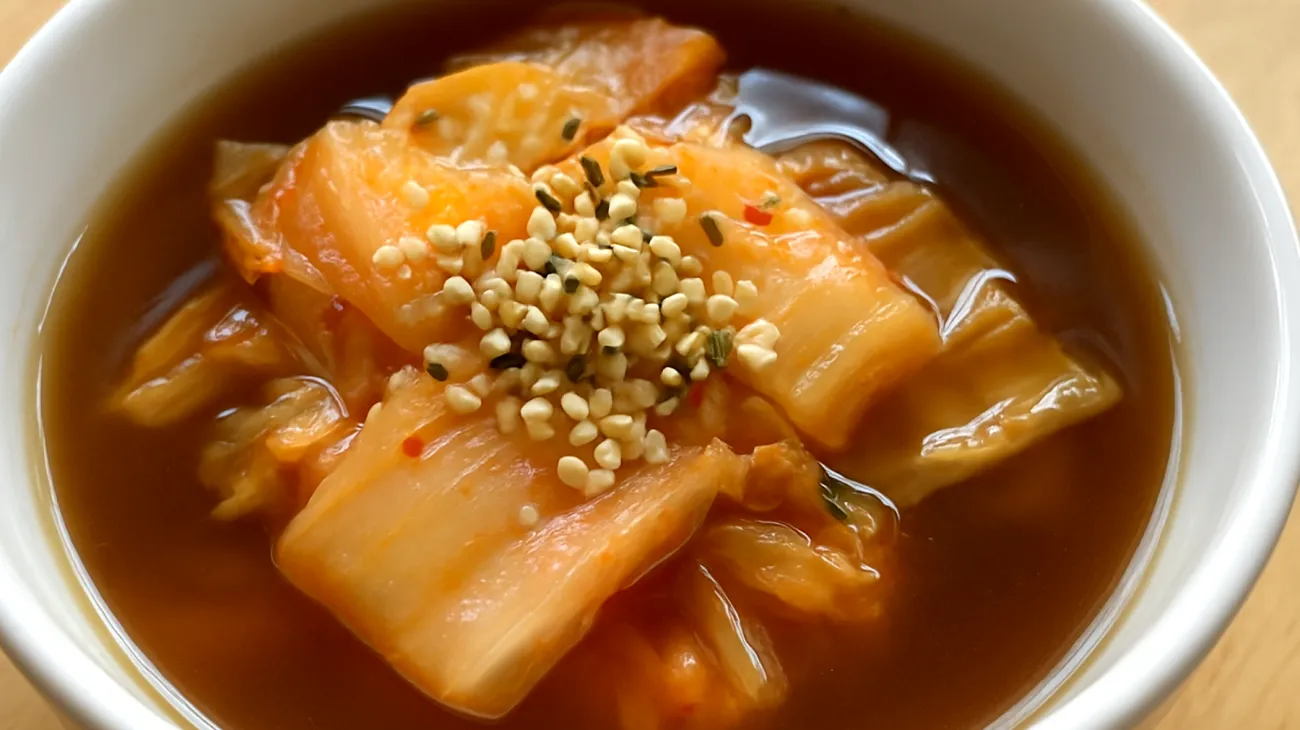 Kimchi-Miso-Suppe mit gerösteten Hanfsamen"