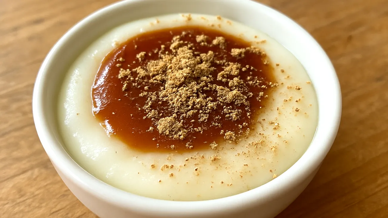 Kuzu-Wurzel-Pudding mit Kastanienmehl und Miso-Karamell"