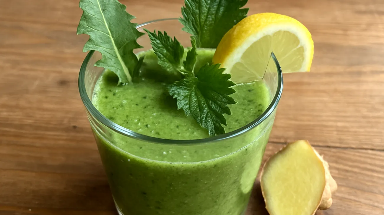 Löwenzahn-Brennnessel-Smoothie mit Ingwer und Zitrone"