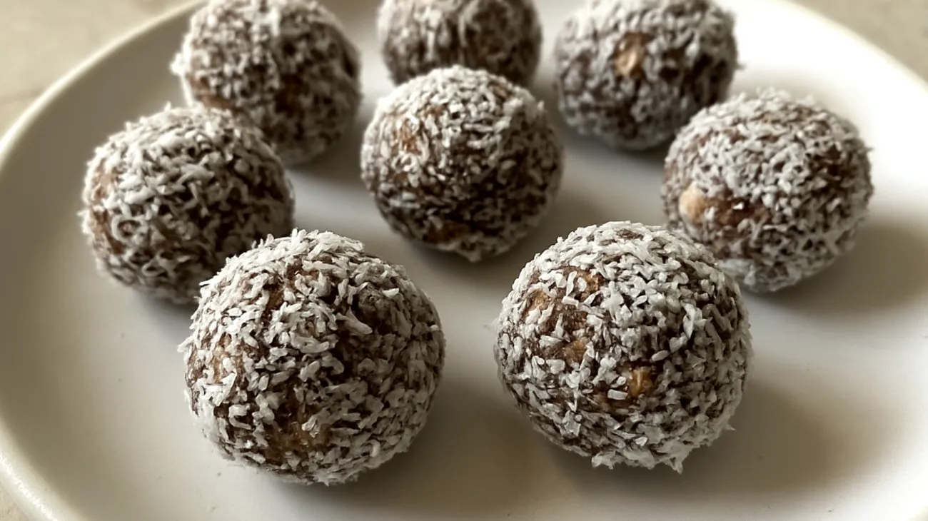 Tigernuss-Mandel-Bällchen mit Kokosraspeln"