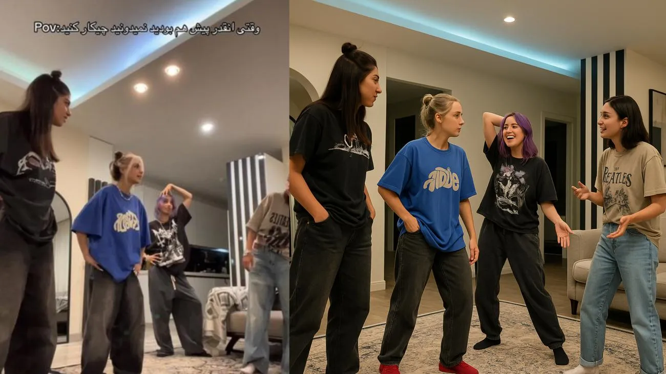 Tanzgruppe zeigt perfekt synchronisierte Choreografie"